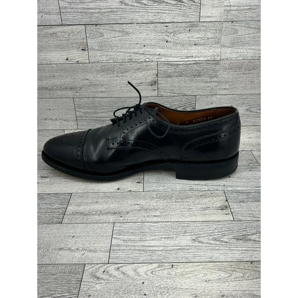 Allen Edmonds Sanford Black‎ Leather Cap Toe Brogue Derby Shoes Men Sz 8D 5207